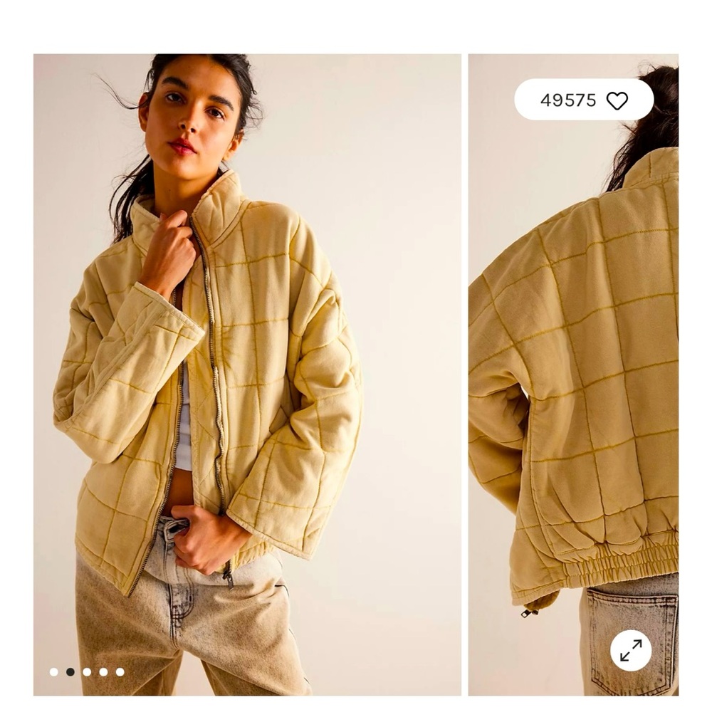 Free People Quilted Jacket, Size Small, “Hay” color or Vanilla Creme.